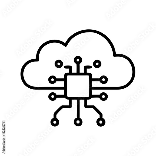 Microchip for Cloud AI Processing Icon Design