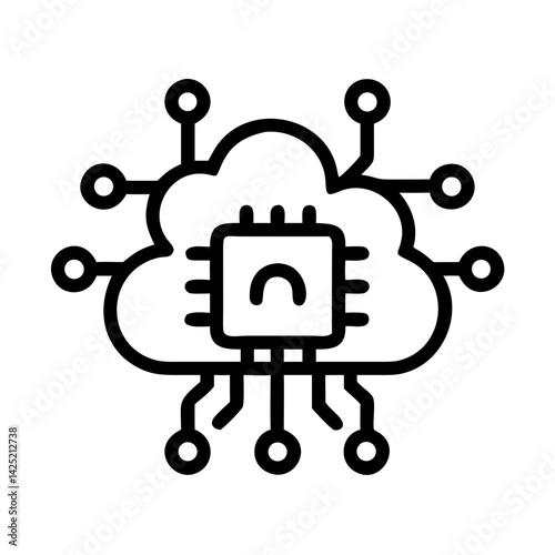Microchip for Cloud AI Processing Icon Design