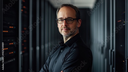 Portrait of a Confident IT Professional in a Modern Data Center