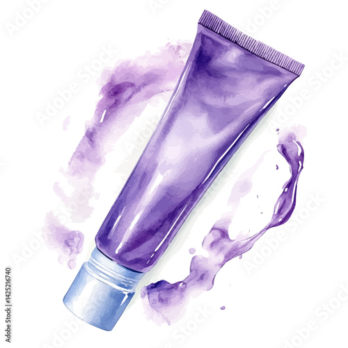 Depilatory cream tube, watercolor illustration, isolated on a white background.


