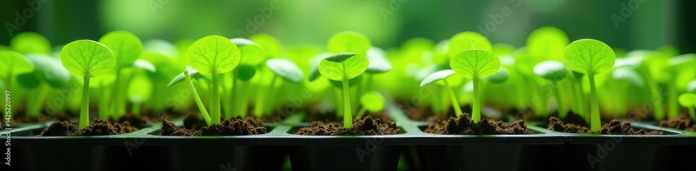 Naklejka premium Sprouts and microgreens in container isolation, seedling, green, foliage