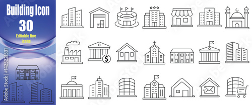 building icons set vector