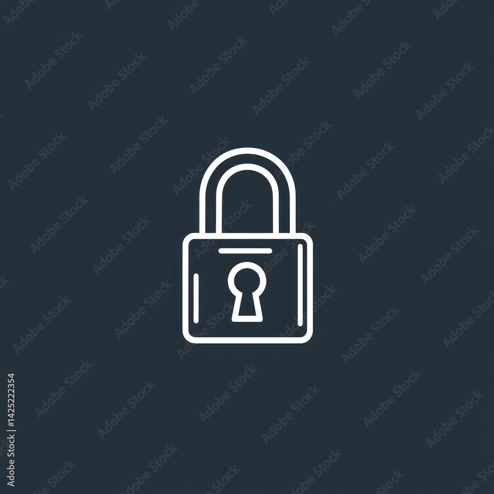 Simple Outline of a Padlock on a Dark Background for Security Theme Simple Outline of a Padlock on a Dark Background for Security Theme