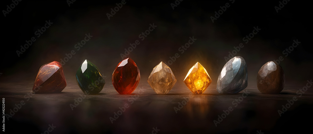 Naklejka premium Radiant Gems in Varied Hues