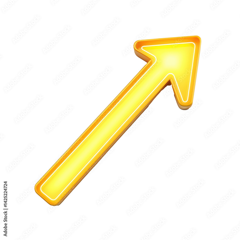 Glowing Golden Arrow Upward Pointing Neon Sign Bright Illumination Digital Art Graphic Design Glowing Golden Arrow Upward Pointing Neon Sign Bright Illumination Digital Art Graphic Design