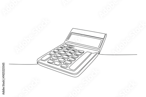 Calculator accounting tool in continuous one line drawing. Single line art illustration of calculator. Editable vector.