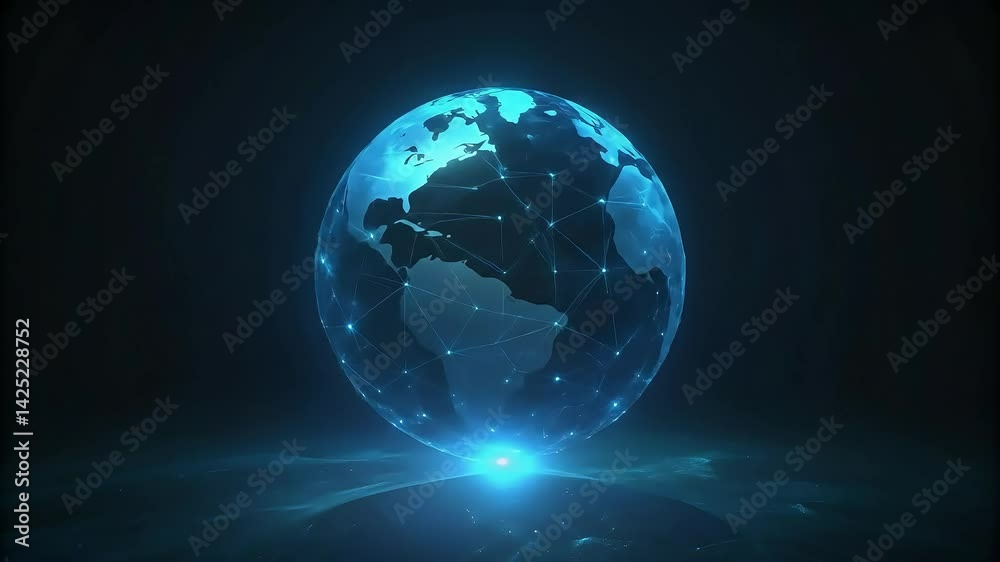 blue digital globe on black background blue digital globe on black background