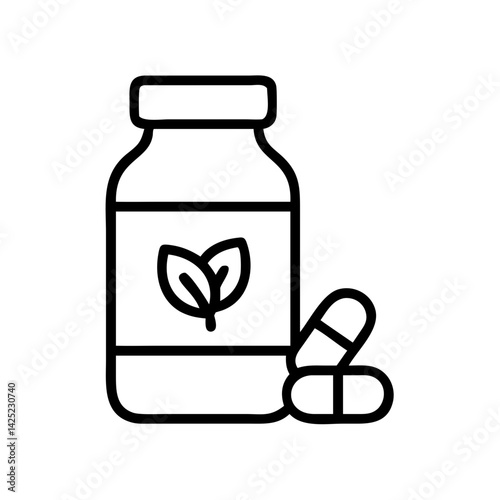 Supplement Bottle with Capsules Icon Design