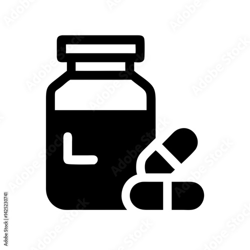 Supplement Bottle with Capsules Icon Design