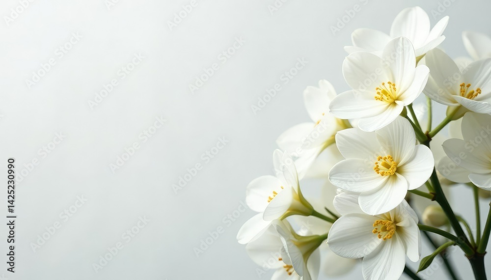 Fototapeta premium Elegant white floral arrangement on pristine background, image, petals, bright