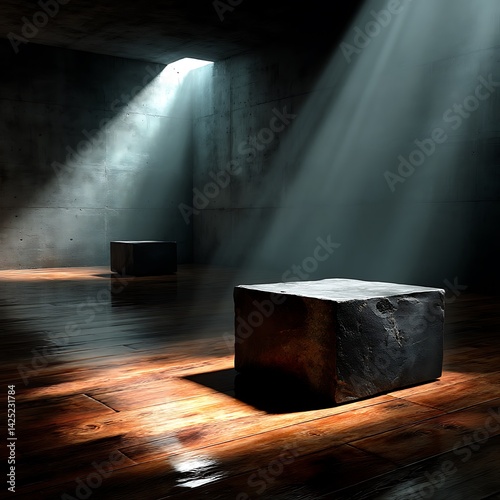 Dark Room, Cubes, Sunlight, Interior