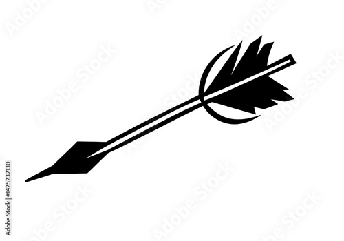 A black and white arrow icon, a vector graphic with simple shapes, including a circular shape, on a transparent PNG background