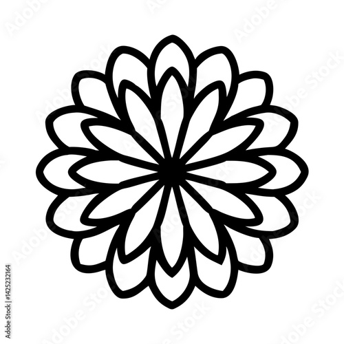 Symmetrical Mandala with Rounded Petals Icon Design