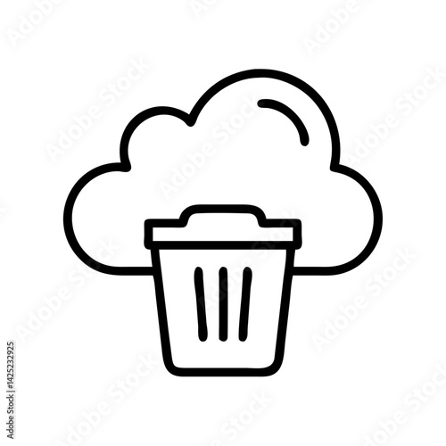 Trash Bin for Cloud Data Icon Design
