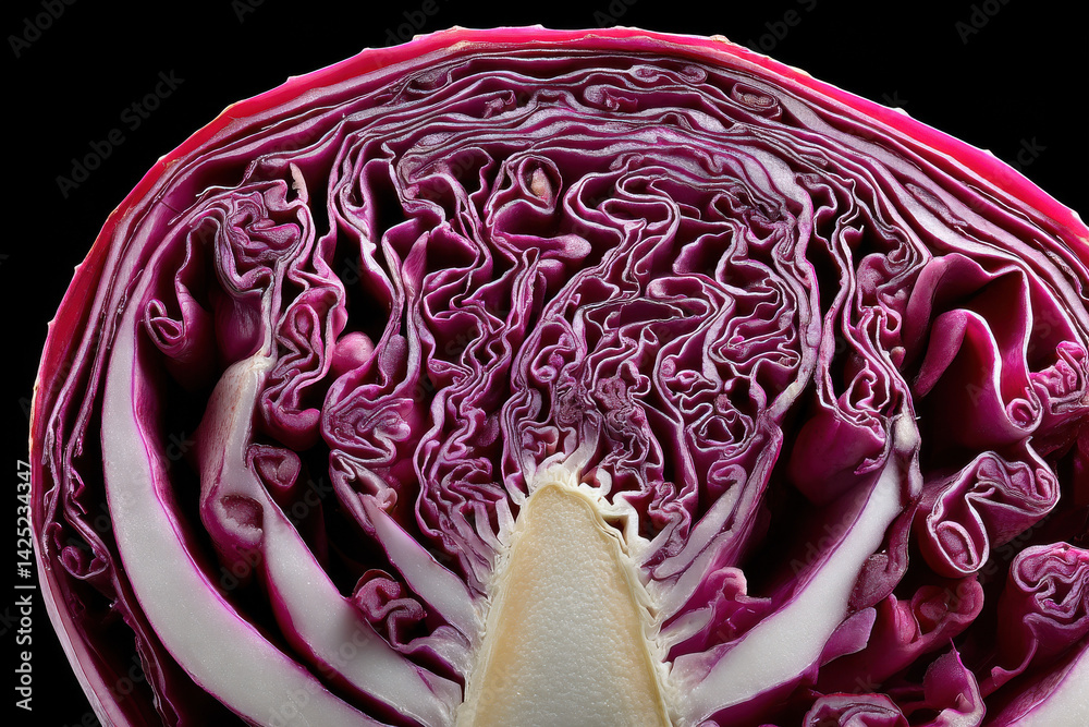 Obraz premium Cross section of a red cabbage
