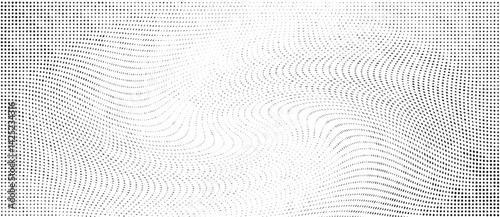 Wavy gradient halftone dots pattern texture background. Vector illustration
