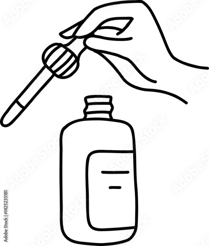 Black Hand Drawn Line Art Cosmetic Serum