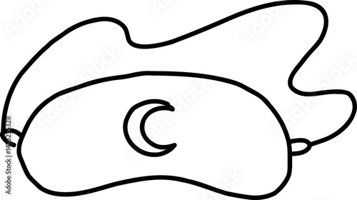 Black Hand Drawn Line Art Sleep Mask