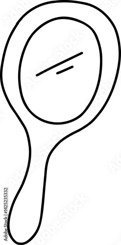 Black Hand Drawn Line Art Cosmetic Mirror