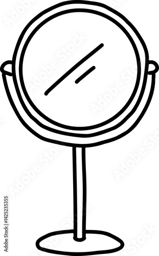 Black Hand Drawn Line Art Cosmetic Mirror