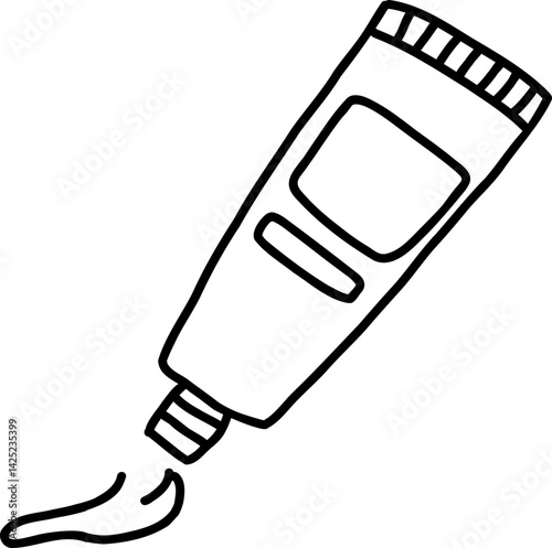 Black Hand Drawn Line Art Cosmetic Cream