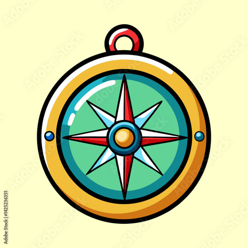 Stylized Compass Illustration with Clear Direction and Guide Details