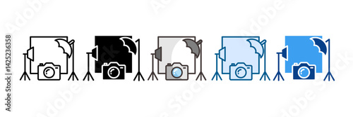 Photography Studio Icon Set Multiple Style Collection