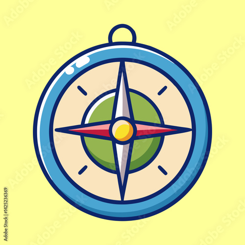 Illustration of a vintage compass on a yellow background used for navigation