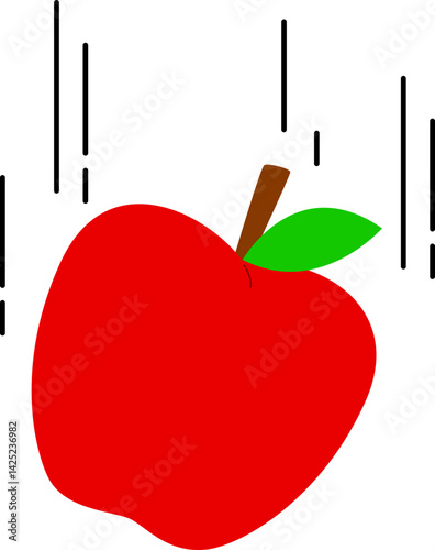 Newton's Apple Fall Gravity Illustration