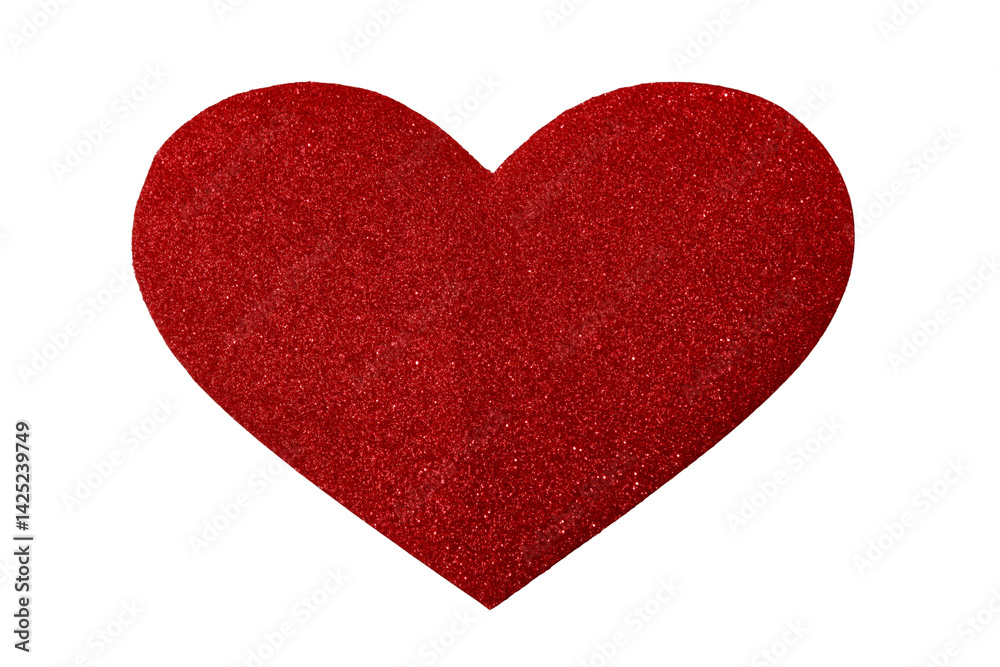 Red Heart Shape with Glitter on White or Transparent Background Symbolizing Love Red Heart Shape with Glitter on White or Transparent Background Symbolizing Love