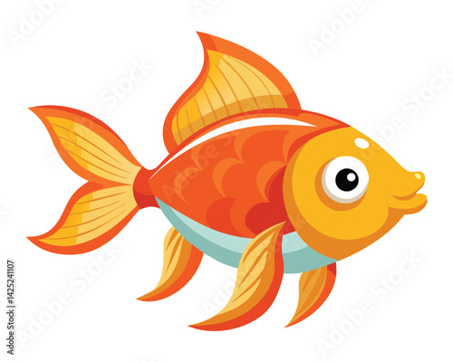 Cute Cartoon Orange Fish Illustration