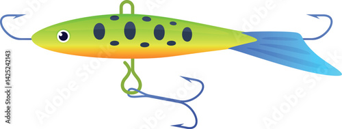 Brightly colored fish bait on a white background designed for effective fishing in freshwater or saltwater environments