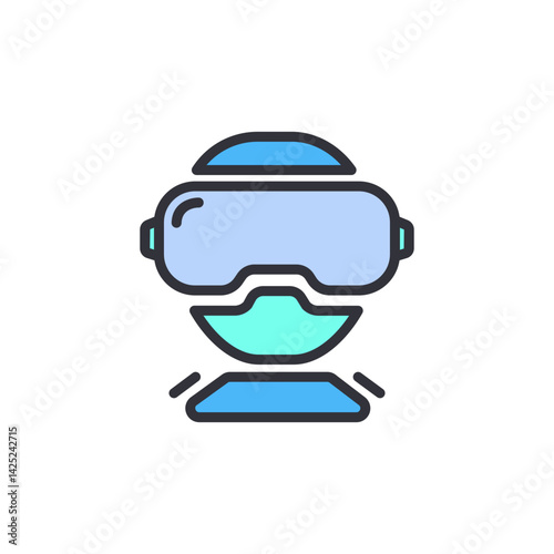 Metaverse device colored icons, minimalist vector illustration ,simple transparent graphic element .Isolated on white background