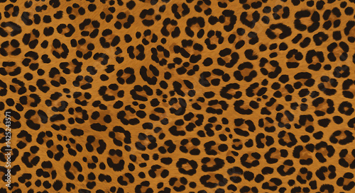 Leopard print texture dark brown spots on golden tan background seamless pattern,  Generative AI