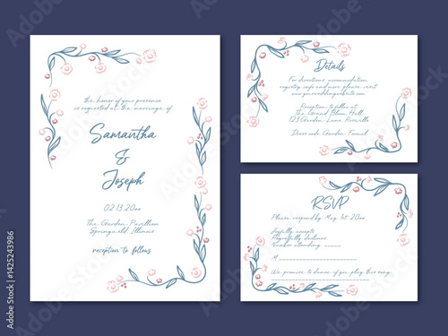 Whimsical Hand Drawn Wedding Invitation for Minimalist Modern Wedding Party