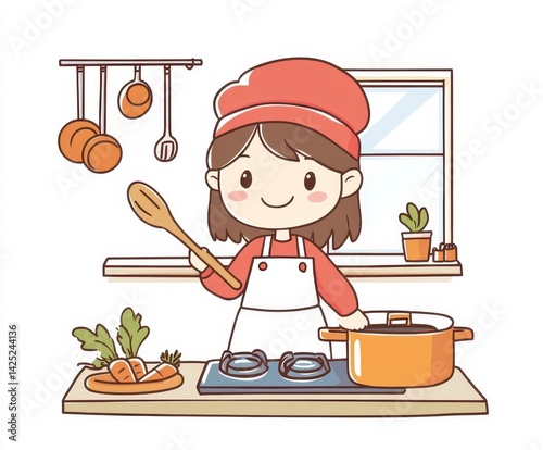 little girl cooking