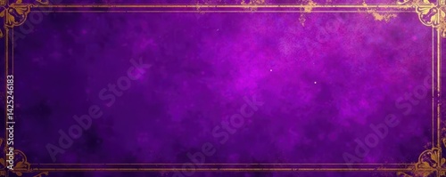 Rich purple grunge backdrop, gold header & footer Distressed aesthetic , vintage, regal