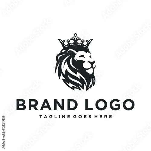 black crowned lion head logo