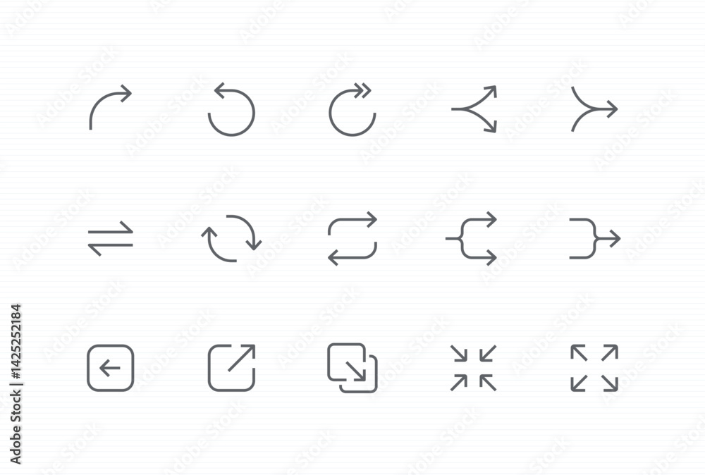 arrow icons for web and app. editable stroke vector illustration