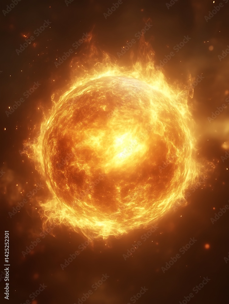 Obraz premium Fiery Sun in Space