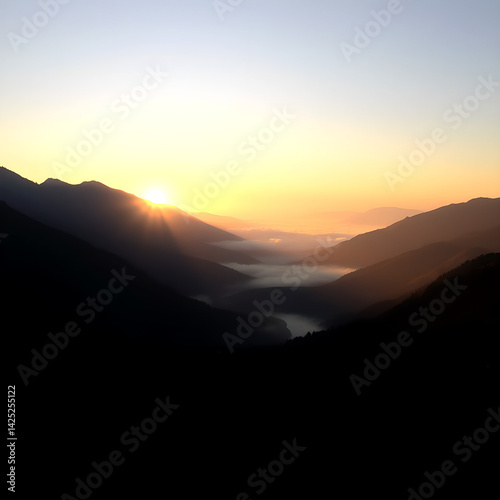 sunset in mountains