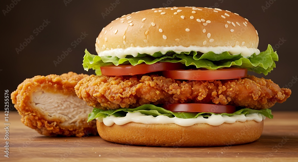 Chicken Sandwich with Tomato and Lettuce Chicken Sandwich with Tomato and Lettuce