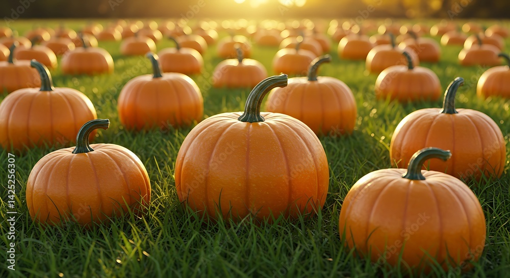 Pumpkin Field with Grass and Sunshine Pumpkin Field with Grass and Sunshine