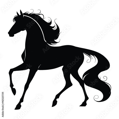 Horse silhouette vector illustration, Majestic Horse Silhouette