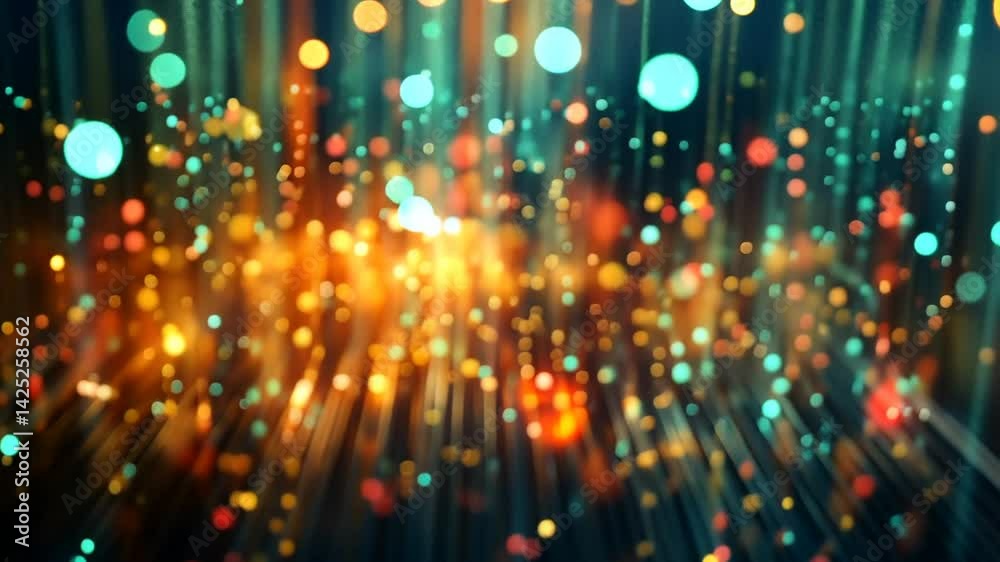 Abstract background with colorful glowing particles and light rays animation Abstract background with colorful glowing particles and light rays animation