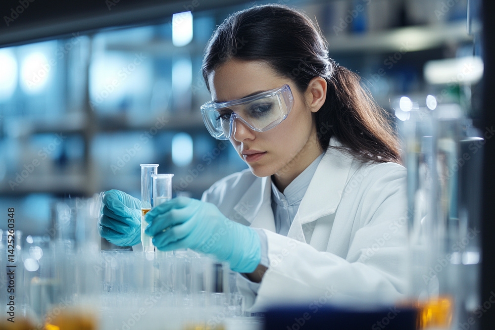 Dedicated Female Scientist Conducting Crucial Research in Laboratory Dedicated Female Scientist Conducting Crucial Research in Laboratory