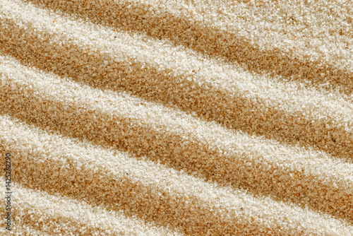 Obraz na płótnie Smooth simple Lines on sand background, minimal aesthetic sandy texture. Spa, meditation, relaxation, wellness concept. Natural beige waves pattern in Japanese zen garden. View from above copy space w salonie