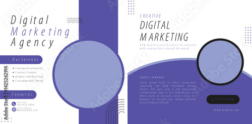 Sophisticated digital marketing agency presentation template design in purple
