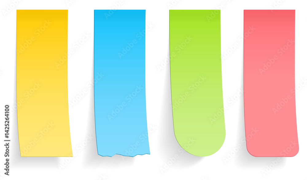 Colored vertical sticky notes set Colored vertical sticky notes set