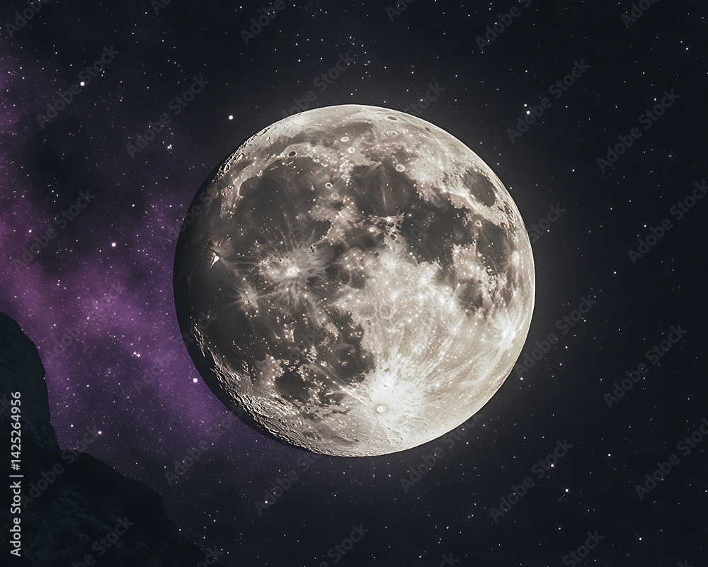 Fototapeta premium Full Moon over Night Sky